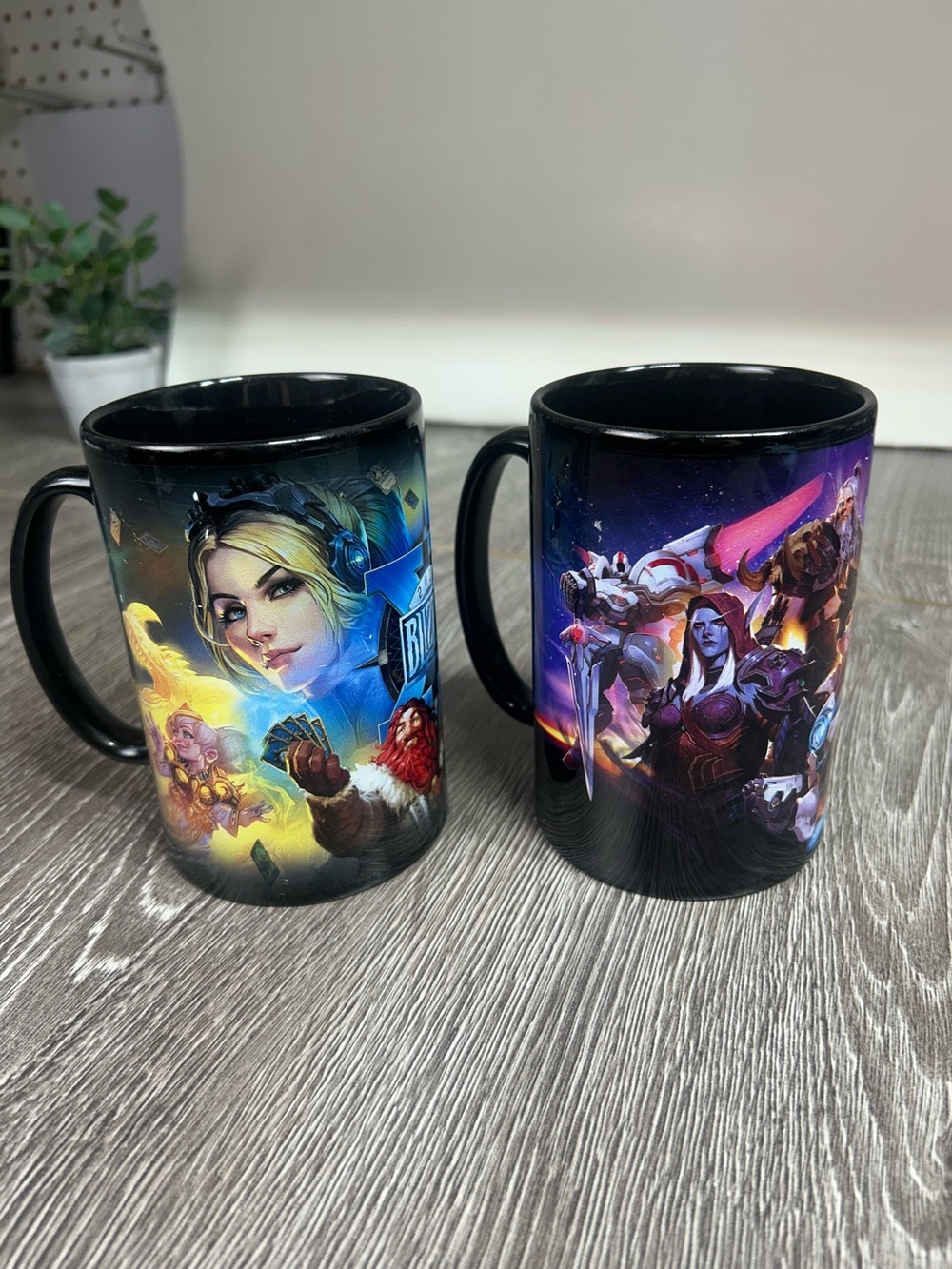 BLIZZARD Video Game Character Art Ceramic Mug Set - Black with Multicolor Print